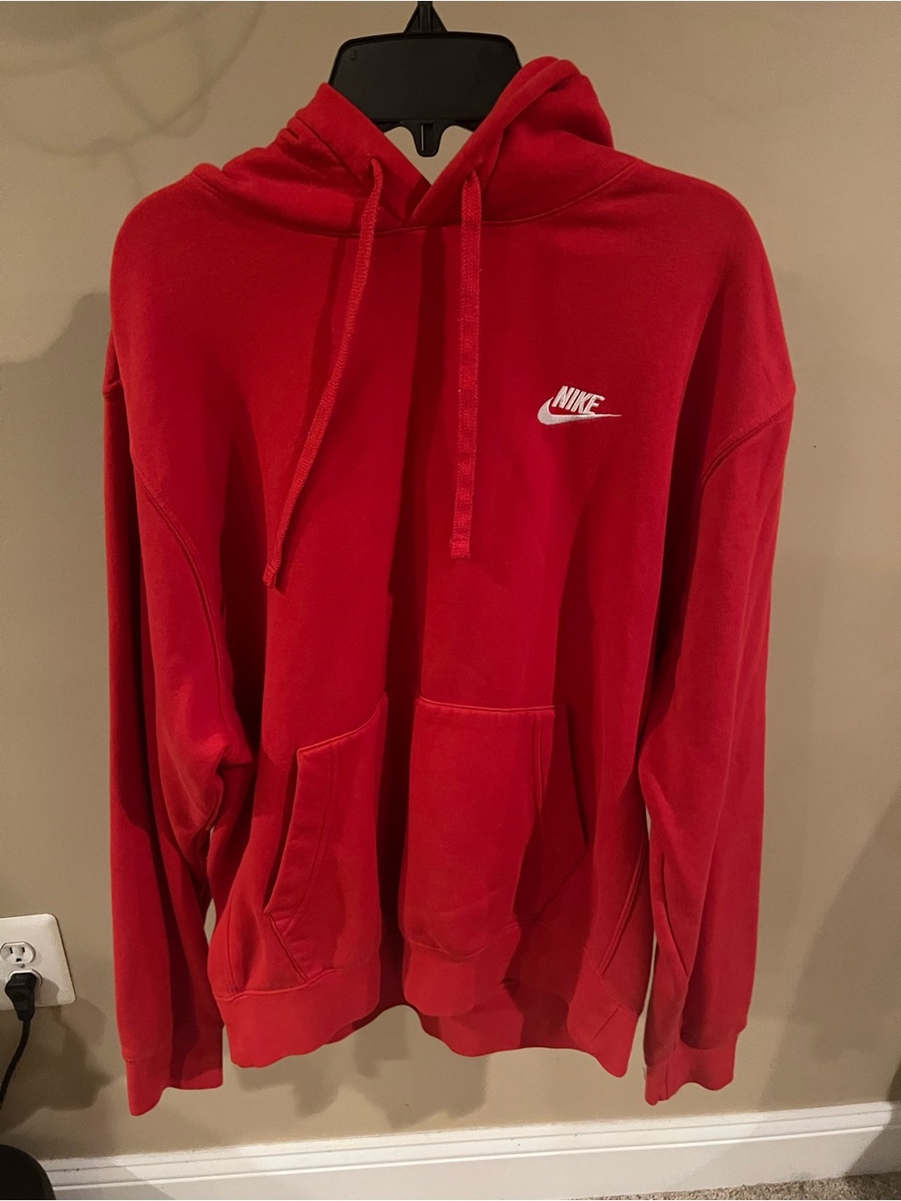 Nike Red Pullover Hoodie with White Logo